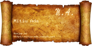 Mitiu Ada névjegykártya